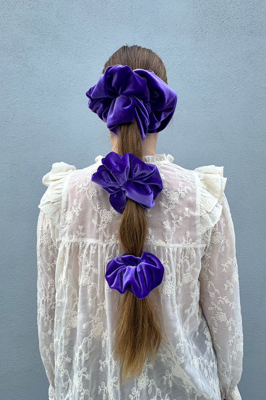 Magnolia Scrunchie - Purple Velvet 3 sizes